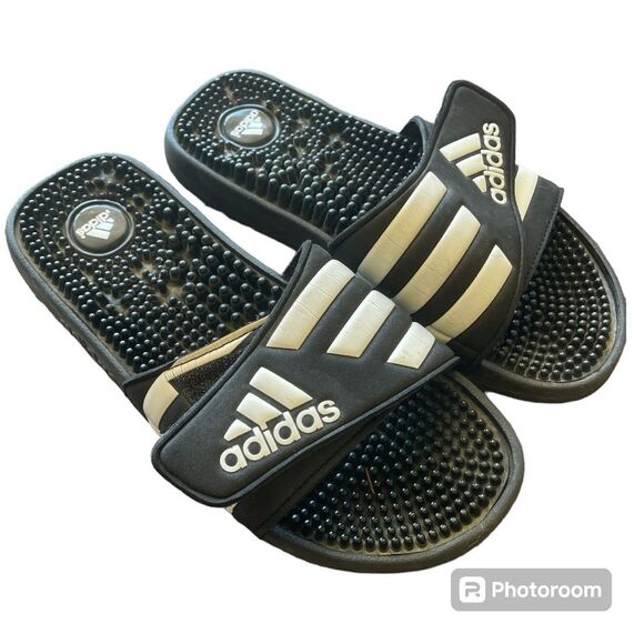 adidas Other - ⚡️ Adidas Black White Men’s Adjustable Slides  Shoes - Size 7 ⚡️